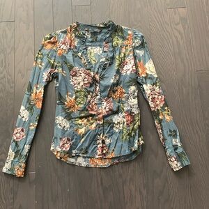 Zara Floral Button Up Blouse